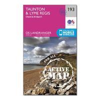 Ordnance Survey Landranger Active 193 Taunton & Lyme Regis, Chard & Bridport Map With Digital Version, Orange