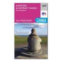 Ordnance Survey Landranger 189 Ashford & Romney Marsh, Rye & Folkestone Map With Digital Version, Orange