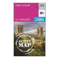 Ordnance Survey Landranger Active 105 York & Selby Map With Digital Version, Orange