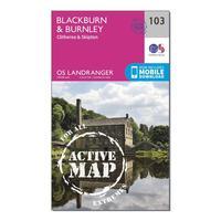 Ordnance Survey Landranger Active 103 Blackburn & Burnley, Clitheroe & Skipton Map With Digital Version, Orange