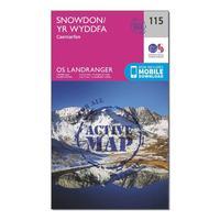 Ordnance Survey Landranger Active 115 Snowdon & Caernarfon Map With Digital Version, Orange