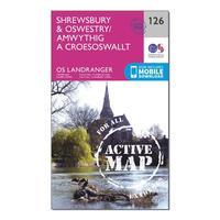 Ordnance Survey Landranger Active 126 Shrewsbury & Oswestry Map With Digital Version, Orange