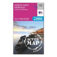 Ordnance Survey Landranger Active 132 North West Norfolk, King\'s Lynn & Fakenham Map With Digital Version, Orange