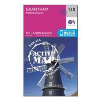 Ordnance Survey Landranger Active 130 Grantham, Sleaford & Bourne Map With Digital Version, Orange