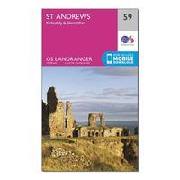 Ordnance Survey Landranger 59 St Andrews, Kirkcaldy & Glenrothes Map With Digital Version, Orange