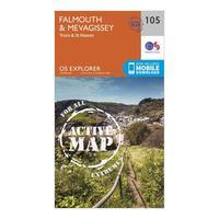 Ordnance Survey Explorer Active 105 Falmouth & Mevagissey Map With Digital Version, Orange