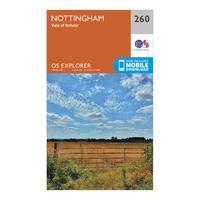 Ordnance Survey Explorer 260 Nottingham Map With Digital Version, Orange