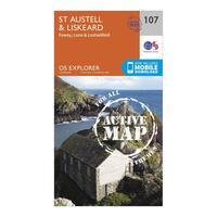 Ordnance Survey Explorer Active 107 St Austell & Liskeard Map With Digital Version, Orange