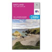 Ordnance Survey Landranger 1 Shetland Yell, Unst and Fetlar Map With Digital Version, Orange