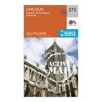 Ordnance Survey Explorer Active 272 Lincoln Map With Digital Version, Orange