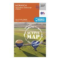 Ordnance Survey Explorer Active 237 Norwich Map With Digital Version, Orange