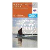 Ordnance Survey Explorer Active 251 Norfolk Coast Central Map With Digital Version, Orange