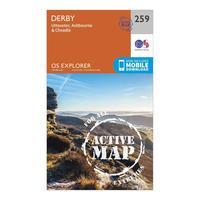 Ordnance Survey Explorer Active 259 Derby, Uttoxeter, Ashbourne & Cheadle Map With Digital Version, Orange