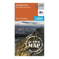 Ordnance Survey Explorer Active 350 Edinburgh Map With Digital Version, Orange