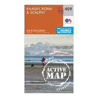 Ordnance Survey Explorer Active 409 Rasaay, Rona & Scalpay Map With Digital Version, Orange