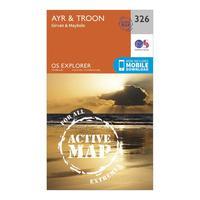 Ordnance Survey Explorer Active 326 Ayr & Troon Map With Digital Version, Orange