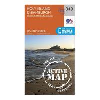 Ordnance Survey Explorer Active 340 Holy Island & Bamburgh Map With Digital Version, Orange