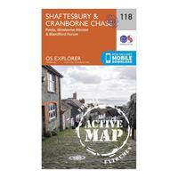 Ordnance Survey Explorer Active 118 Shaftesbury & Cranborne Chase Map With Digital Version, Orange