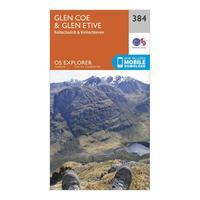 Ordnance Survey Explorer 384 Glen Coe & Glen Etive Map With Digital Version, Orange