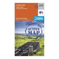 Ordnance Survey Explorer Active 203 Ludlow, Tenbury Wells & Cleobury Mortimer Map With Digital Version, Orange