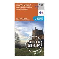 Ordnance Survey Explorer Active 282 Lincolnshire Wolds North Map With Digital Version, Orange