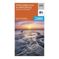 Ordnance Survey Explorer 306 Middlesbrough & Hartlepool Map With Digital Version, Orange