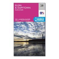 Ordnance Survey Landranger 28 Elgin, Dufftown, Buckie & Keith Map With Digital Version, Orange