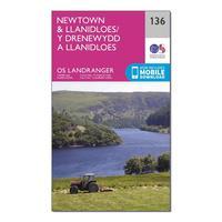 Ordnance Survey Landranger 136 Newtown & Llanidloes Map With Digital Version, Orange