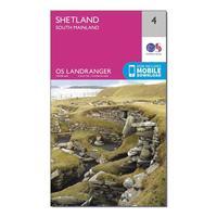 Ordnance Survey Landranger 4 Shetland South Mainland Map With Digital Version, Orange