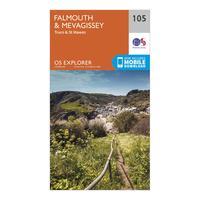 Ordnance Survey Explorer 105 Falmouth & Mevagissey Map With Digital Version, Orange