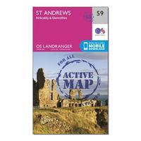 Ordnance Survey Landranger Active 59 St Andrews, Kirkcaldy & Glenrothes Map With Digital Version, Orange