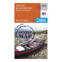 Ordnance Survey Explorer Active 442 Assynt & Lochinver Map With Digital Version, Orange