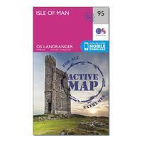 Ordnance Survey Landranger Active 95 Isle of Man Map With Digital Version, Orange
