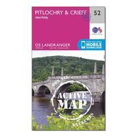 Ordnance Survey Landranger Active 52 Pitlochry & Crieff Map With Digital Version, Orange