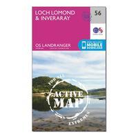 Ordnance Survey Landranger Active 56 Loch Lomond & Inveraray Map With Digital Version, Orange