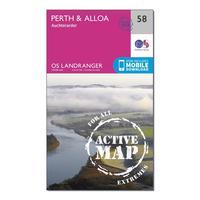 Ordnance Survey Landranger Active 58 Perth & Alloa, Auchterarder Map With Digital Version, Orange