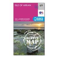 Ordnance Survey Landranger Active 69 Isle of Arran Map With Digital Version, Orange