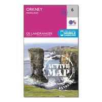 Ordnance Survey Landranger Active 6 Orkney Mainland Map With Digital Version, Orange