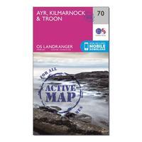 Ordnance Survey Landranger Active 70 Ayr, Kilmarnock & Troon Map With Digital Version, Orange
