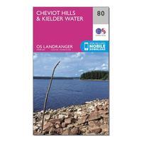 ordnance survey landranger 80 cheviot hills kielder water map with dig ...