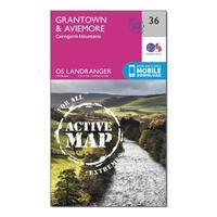 Ordnance Survey Landranger Active 36 Grantown, Aviemore & Cairngorm Mountains Map With Digital Version, Orange