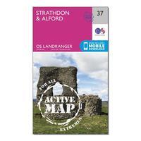 Ordnance Survey Landranger Active 37 Strathdon & Alford Map With Digital Version, Orange