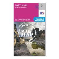 Ordnance Survey Landranger Active 3 Shetland Sullom Voe & Whalsay Map With Digital Version, Orange