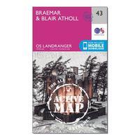 Ordnance Survey Landranger Active 43 Braemar & Blair Atholl Map With Digital Version, Orange