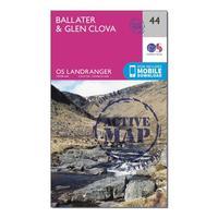 Ordnance Survey Landranger Active 44 Ballater & Glen Clova Map With Digital Version, Orange