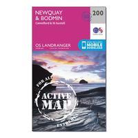 Ordnance Survey Landranger Active 200 Newquay, Bodmin, Camelford & St Austell Map With Digital Version, Orange