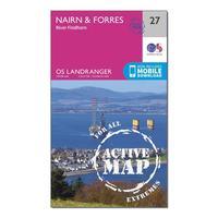 Ordnance Survey Landranger Active 27 Nairn & Forres, River Findhorn Map With Digital Version, Orange