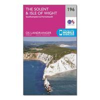 Ordnance Survey Landranger 196 The Solent & the Isle of Wight, Southampton & Portsmouth Map With Digital Version, Orange
