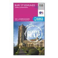Ordnance Survey Landranger Active 155 Bury St Edmunds, Sudbury & Stowmarket Map With Digital Version, Orange