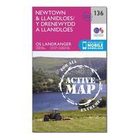 Ordnance Survey Landranger Active 136 Newtown & Llanidloes Map With Digital Version, Orange